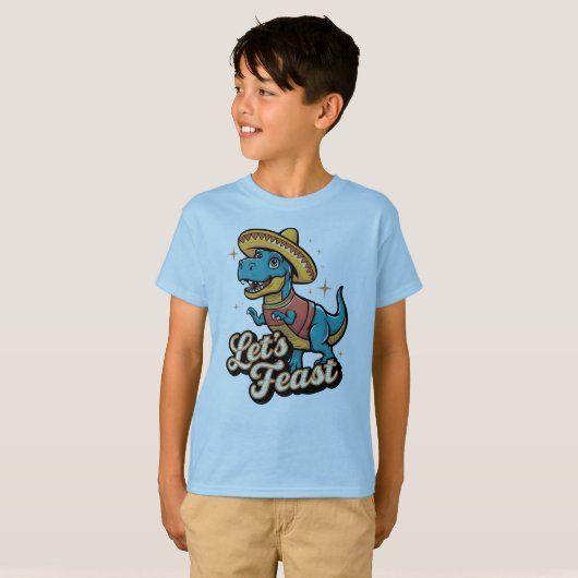 Laten we Fiesta Dinosaur Cinco De Mayo Peuter Jong T-shirt (Voorkant volledig)