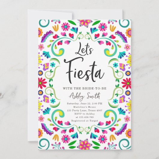 Laten we Fiesta Floral Fiesta Mexicaans Vrijgezell Kaart (Voorkant)