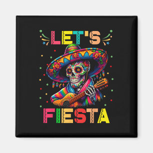 Laten we Fiesta Funny Sugar Skull spelen gitaar Ci Magneet