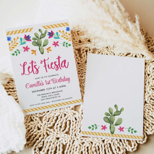 Laten we Fiesta Girl Birthday-uitnodiging Kaart