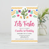Laten we Fiesta Girl Birthday-uitnodiging Kaart (Staand voorkant)