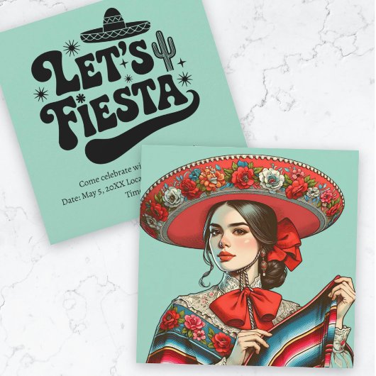 Laten we Fiesta Groovy Feestelijke Sombrero Kaart