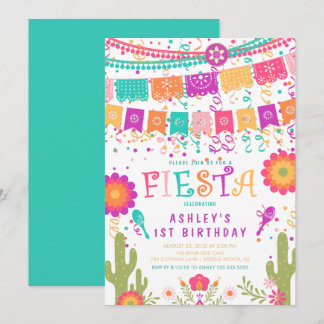 Laten we Fiesta Kids Birthday Party Invitation Kaart