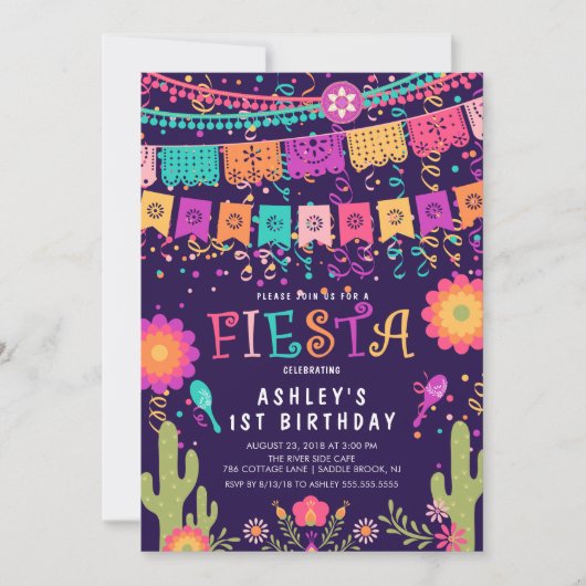 Laten we Fiesta Kids Birthday Party Invitation Kaart (Voorkant)