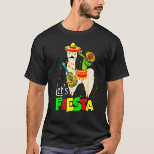 Laten we Fiesta Lama Cinco De Mayo Cactus Sombrero T-shirt