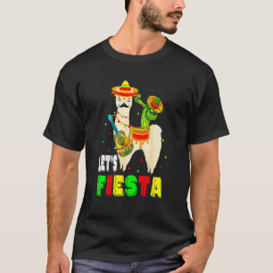 Laten we Fiesta Lama Cinco De Mayo Cactus Sombrero T-shirt
