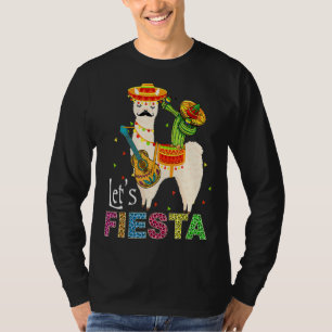 Laten we Fiesta Llama Cinco De Mayo Cactus Sombrer T-shirt