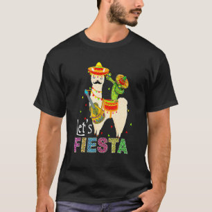 Laten we Fiesta Llama Cinco De Mayo Cactus Sombrer T-shirt