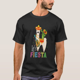 Laten we Fiesta Llama Cinco De Mayo Cactus Sombrer T-shirt