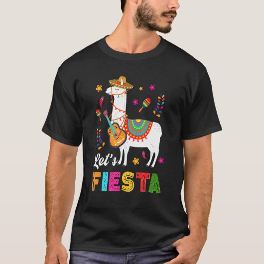 Laten we Fiesta Llama Cinco De Mayo Cactus Sombrer T-shirt (Voorkant)