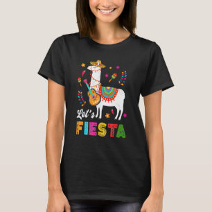 Laten we Fiesta Llama Cinco De Mayo Cactus Sombrer T-shirt