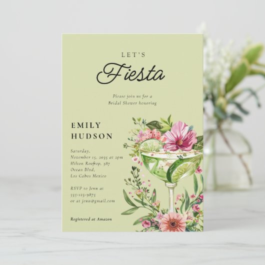 Laten we Fiesta Margarita Floral Vrijgezellenfeest Kaart (Staand voorkant)