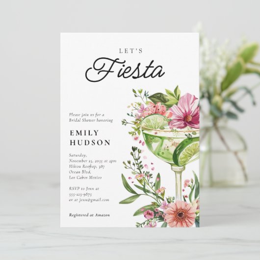 Laten we Fiesta Margarita Floral Vrijgezellenfeest Kaart (Staand voorkant)