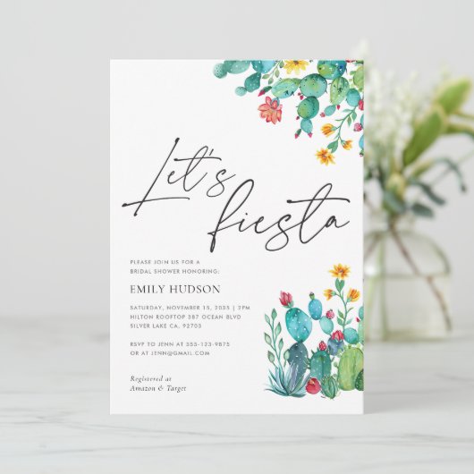 Laten we Fiesta Mexicaanse bruids douche uitnodigi Kaart (Staand voorkant)