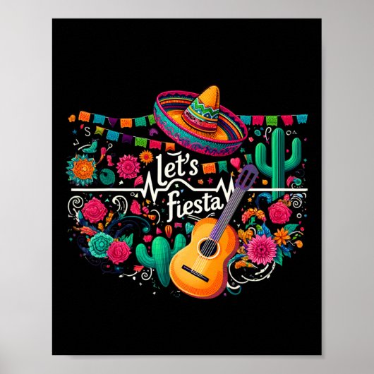 Laten we Fiesta Mexicaanse feestviering hartslag v Poster (Voorkant)