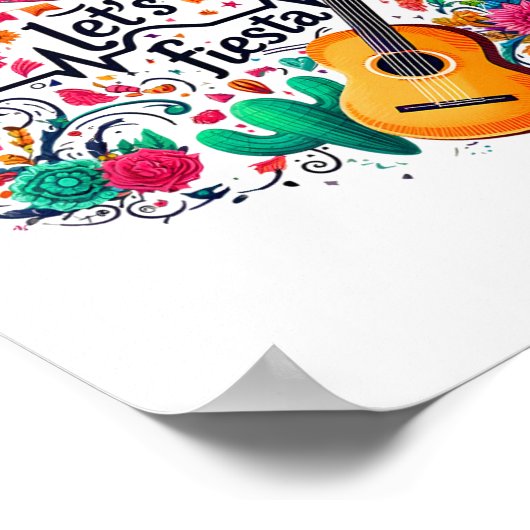 Laten we Fiesta Mexicaanse feestviering hartslag v Poster (Hoek)