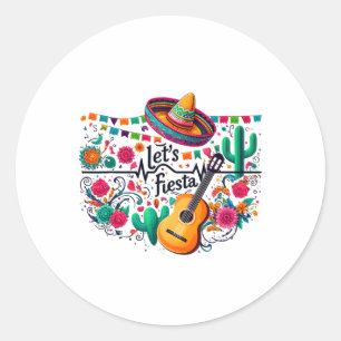 Laten we Fiesta Mexicaanse feestviering hartslag v Ronde Sticker
