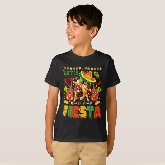 Laten we Fiesta Mexicaanse Toco Dabbing Poncho de  T-shirt (Voorkant volledig)