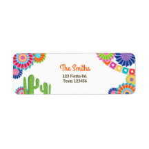 Laten we Fiesta Mexican Return Address Label Cactu