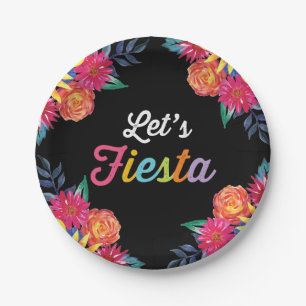 Laten we fiesta Paper Borden. Mexicaans bloemenpap Papieren Bordje