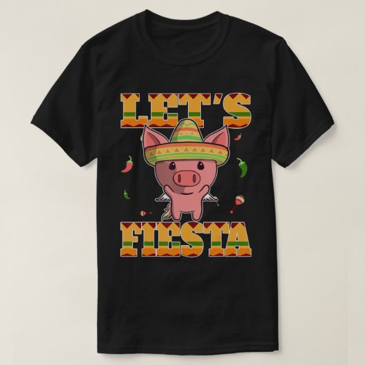 Laten we Fiesta Pig Cinco De Mayo Mexican Cute Pig T-shirt (Design voorkant)