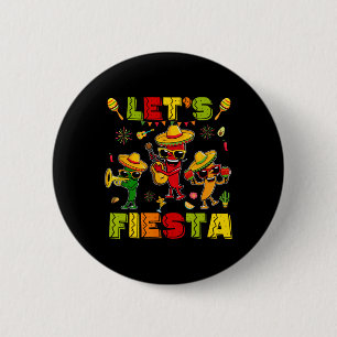 Laten we Fiesta Shirt Mexicaanse partij Let's Fies Ronde Button 5,7 Cm