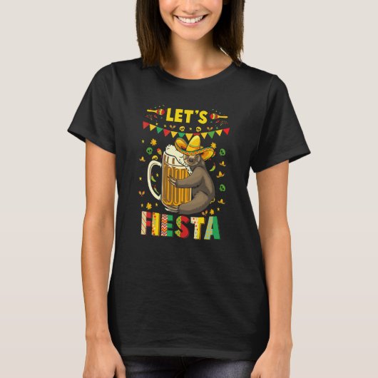 Laten we Fiesta Sloth Beer Drink Cinco De Drinko T-shirt (Voorkant)