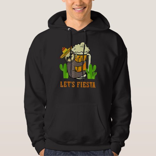 Laten we Fiesta Sloth Beer Drink Cinco de Mayo Mex Hoodie (Voorkant)