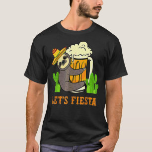 Laten we Fiesta Sloth Beer Drink Cinco de Mayo Mex T-shirt
