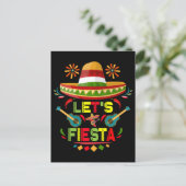 Laten we Fiesta Sombrero Happy Cinco De Mayo Party Briefkaart (Staand voorkant)