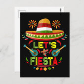 Laten we Fiesta Sombrero Happy Cinco De Mayo Party Briefkaart (Voorkant / Achterkant)