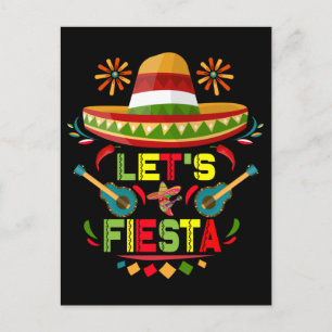 Laten we Fiesta Sombrero Happy Cinco De Mayo Party Briefkaart