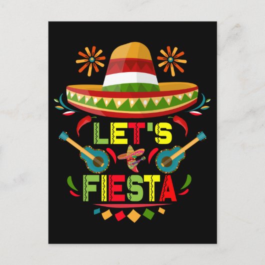 Laten we Fiesta Sombrero Happy Cinco De Mayo Party Briefkaart (Voorkant)