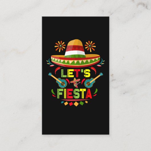 Laten we Fiesta Sombrero Happy Cinco De Mayo Party Visitekaartje (Voorkant)