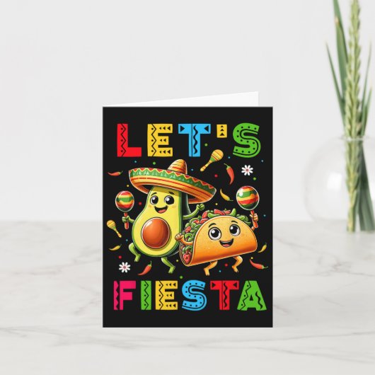 Laten we Fiesta Taco Avocado Grappig Cinco De Mayo Kaart (Voorkant)