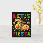 Laten we Fiesta Taco Avocado Grappig Cinco De Mayo Kaart (Gele Bloem)