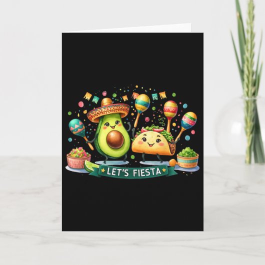 Laten we Fiesta Taco Avocado Grappig Cinco De Mayo Kaart (Voorkant)