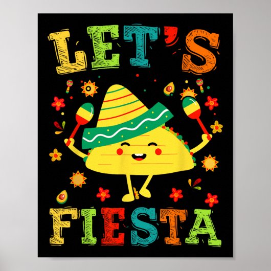 Laten we Fiesta Taco Cinco De Mayo Jongens Mannen  Poster (Voorkant)