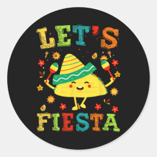 Laten we Fiesta Taco Cinco De Mayo Jongens Mannen Ronde Sticker