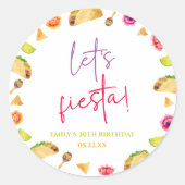 Laten we Fiesta Taco Mexicaans Fiesta Verjaardagsf Ronde Sticker (Voorkant)