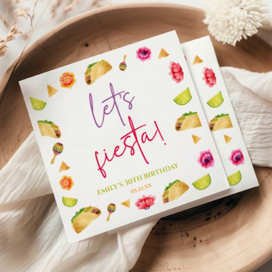 Laten we Fiesta Taco Mexicaans Fiesta Verjaardagsf Servet