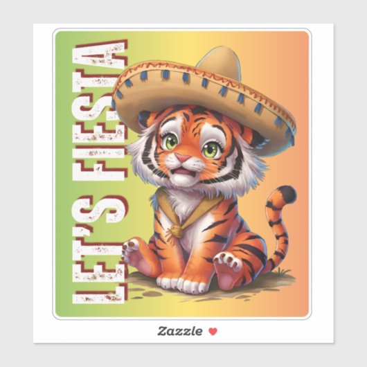 Laten we Fiesta - Tijger Cinco de Mayo Sticker (Vel)