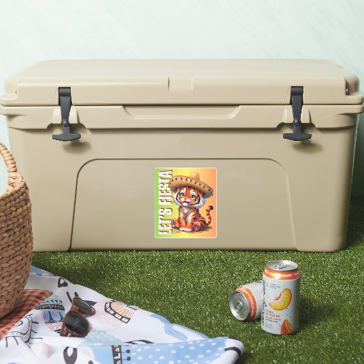 Laten we Fiesta - Tijger Cinco de Mayo Sticker (Koeler)