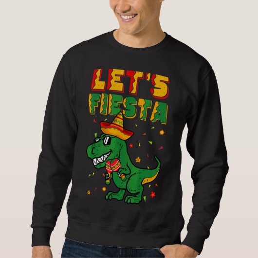 Laten we Fiesta Trex Dino Cinco De Mayo Jongen Kin Trui (Voorkant)