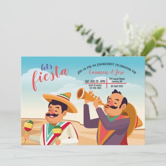 Laten we Fiesta uitnodiging (Staand voorkant)
