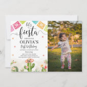 Laten we Fiesta Verjaardag Foto Uitnodiging Wit (Voorkant)