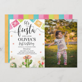 Laten we Fiesta Verjaardag Foto Uitnodiging Wit