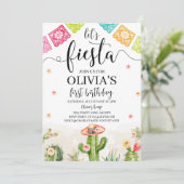 Laten we Fiesta Verjaardag uitnodiging Wit (Staand voorkant)