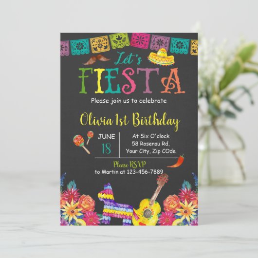 Laten we Fiesta-verjaardagsuitnodiging Kaart (Staand voorkant)