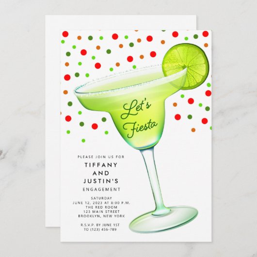 Laten we Fiesta Verlovingsfeest Uitnodiging (Voorkant / Achterkant)